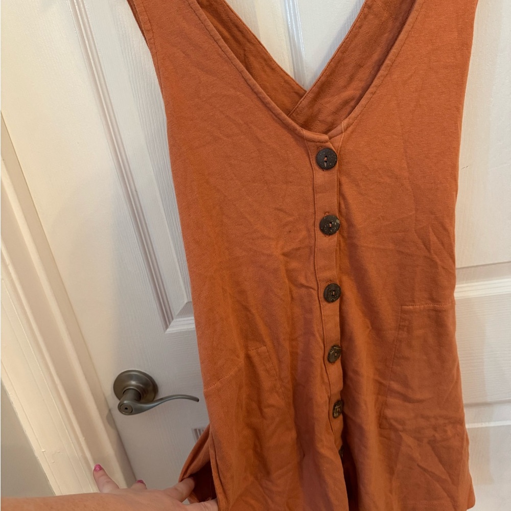 Free People Rust Orange Button-Front Mini Dress - Picture 6 of 6